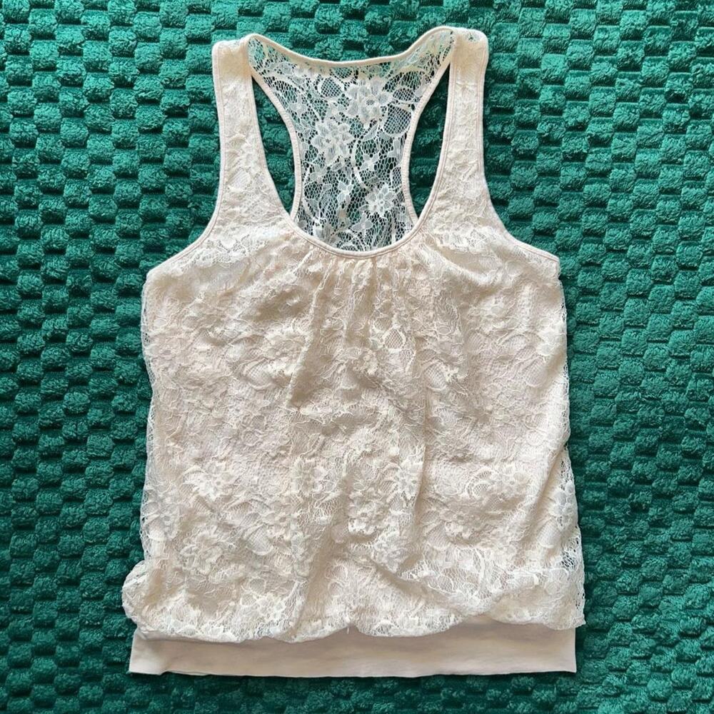 Y2k express cream lace tank
